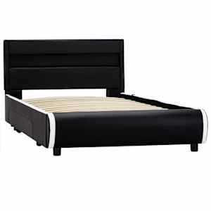 vidaXL voodiraam LEDiga, must, kunstnahast, 90 x 200 cm