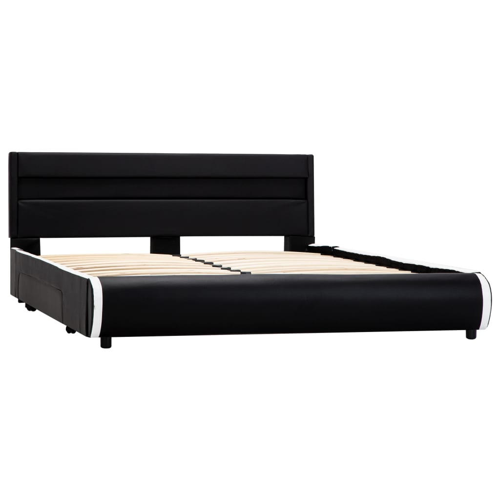 

vidaXL Bedframe met LED kunstleer zwart 160x200 cm