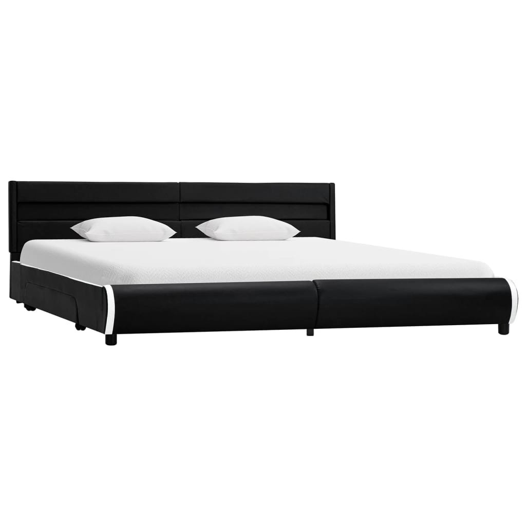 vidaXL Cadre de lit avec LED noir similicuir 180 x 200 cm