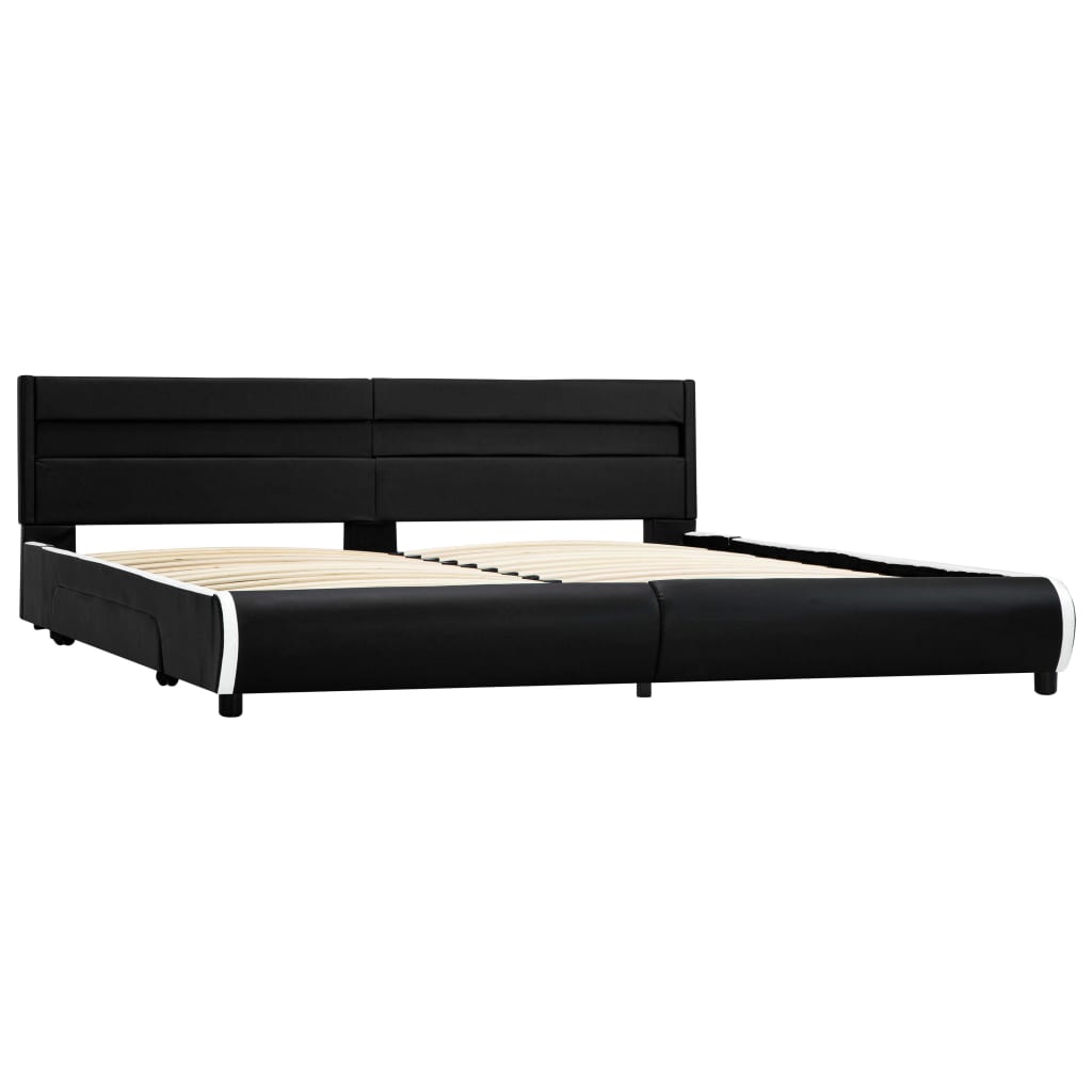 

vidaXL Bedframe met LED kunstleer zwart 180x200 cm