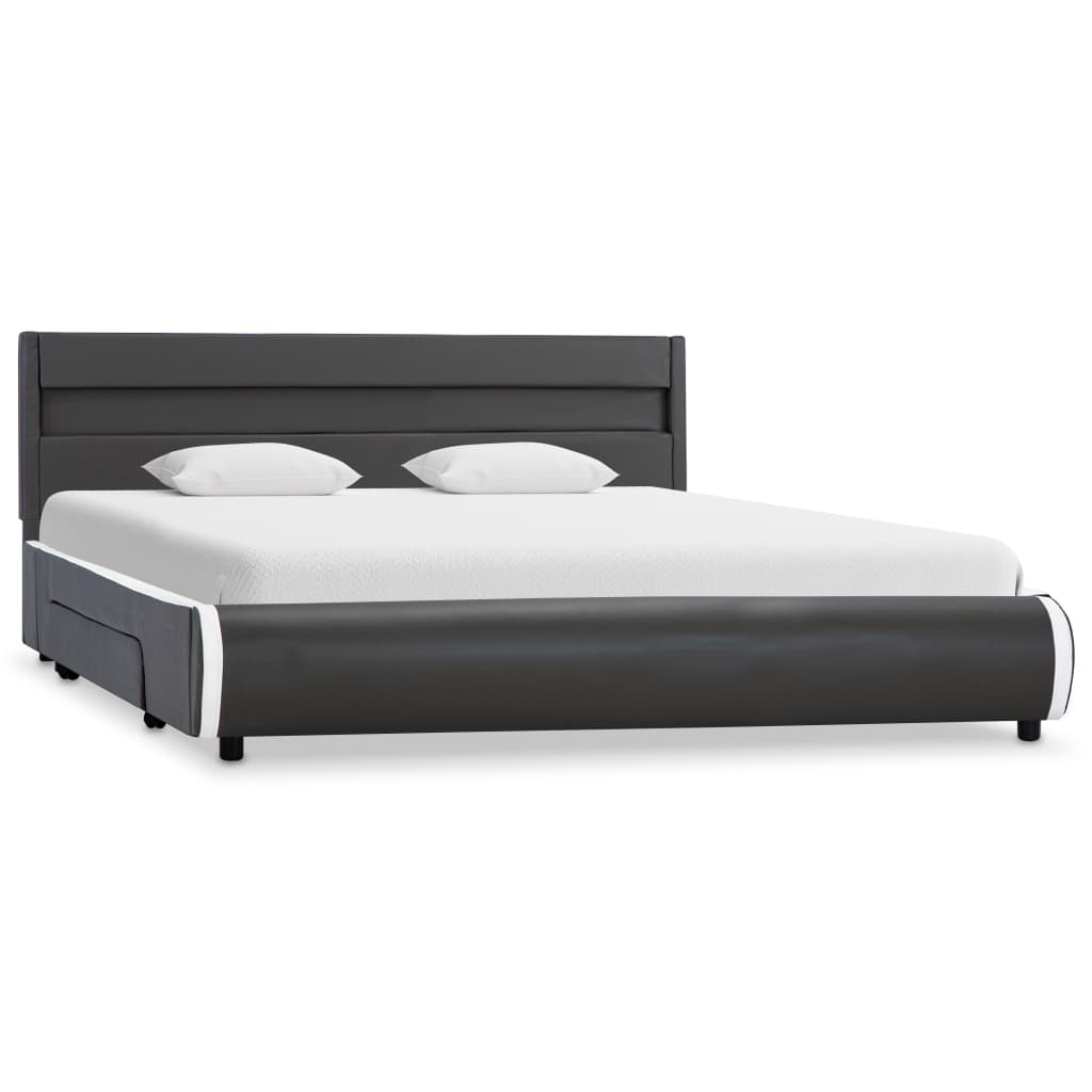 

vidaXL Bedframe met LED kunstleer antraciet 120x200 cm