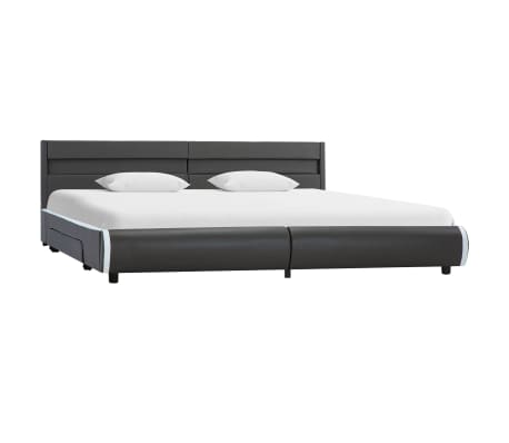 vidaXL Bedframe met LED kunstleer antraciet 180x200 cm