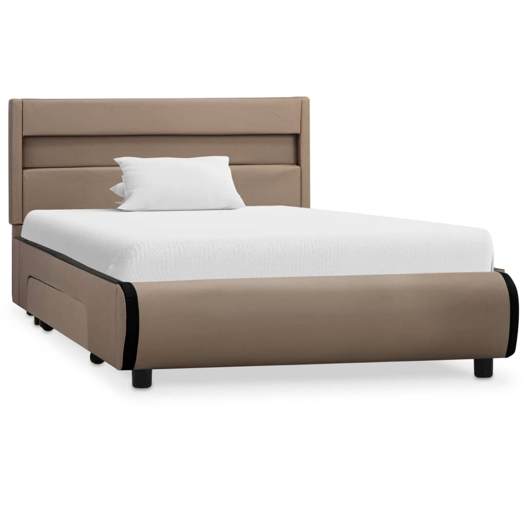 

vidaXL Bedframe met LED kunstleer cappuccino 100x200 cm