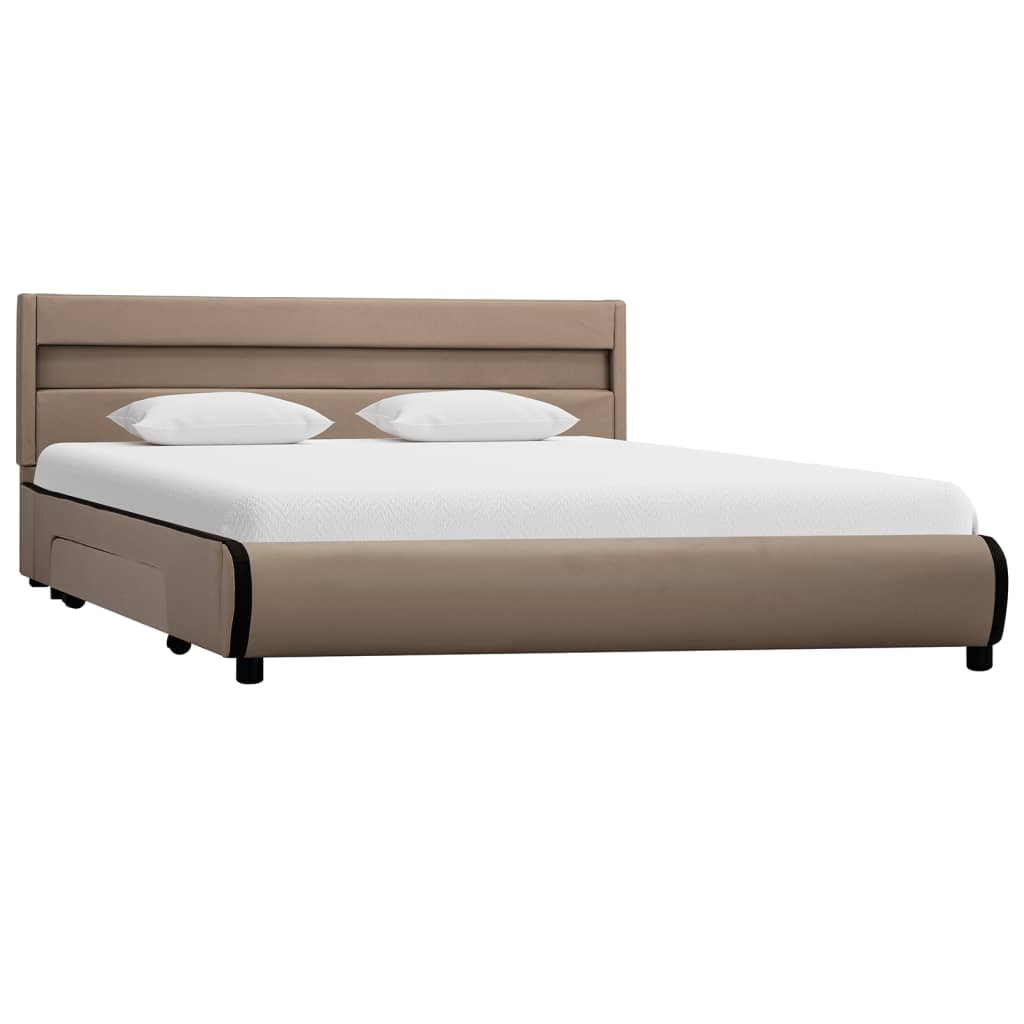 vidaXL Bedframe met LED kunstleer cappuccino 140x200 cm