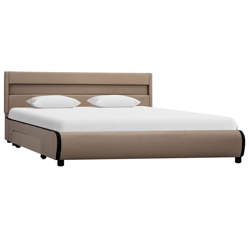 vidaXL Bedframe met LED kunstleer cappuccino 160x200 cm