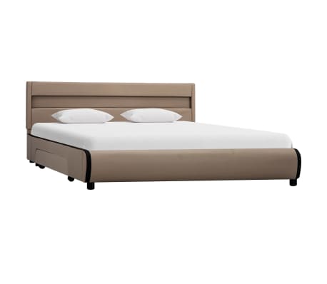 vidaXL Bedframe met LED kunstleer cappuccino 160x200 cm