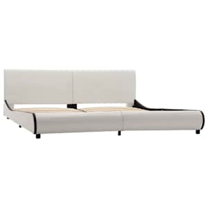 vidaXL Lovos rėmas, baltos spalvos, 180x200cm, dirbtinė oda