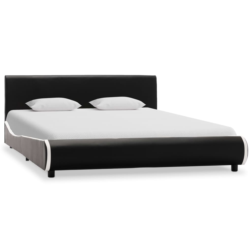vidaXL Cadru de pat, negru, 140 x 200 cm, piele ecologicÄƒ