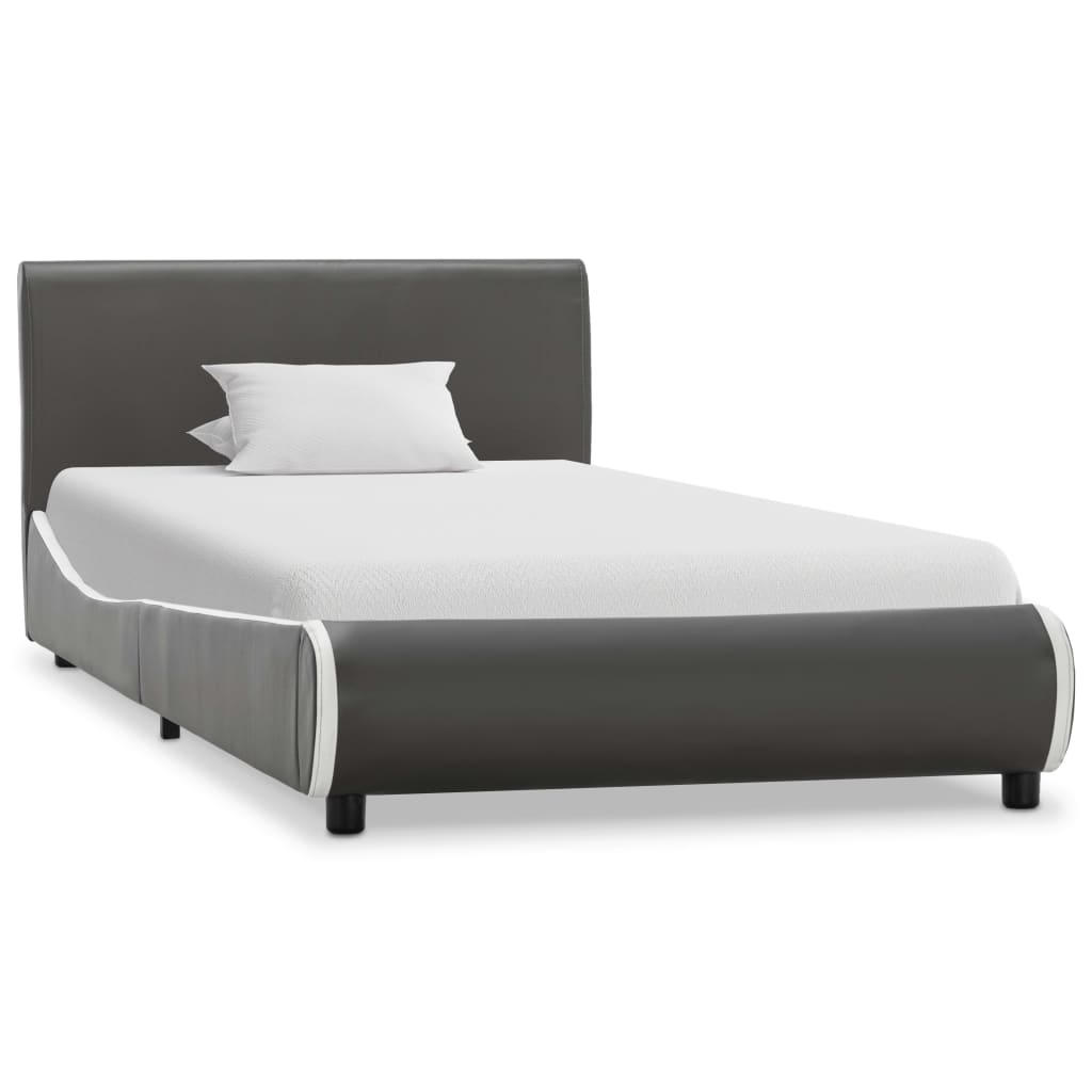 vidaXL Cadru de pat, gri antracit, 90 x 200 cm, piele ecologică