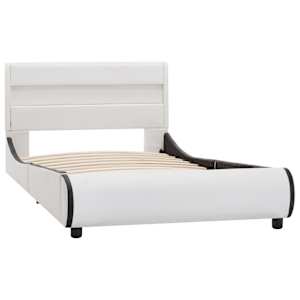 vidaXL Lovos rėmas su LED, baltos spalvos, 90x200cm, dirbtinė oda