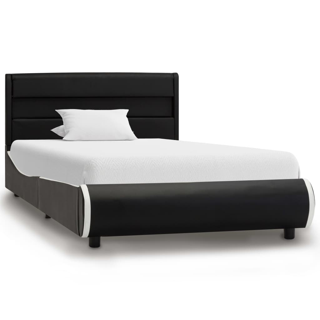 vidaXL Estructura de cama con LED cuero sintético negro 90x200 cm