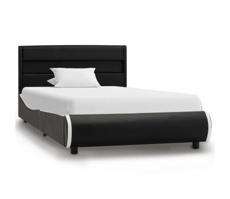 vidaXL Estructura de cama con LED cuero sintético negro 90x200 cm