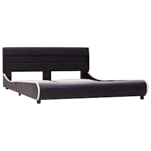 vidaXL Rama ł&oacute;żka z LED, czarna, sztuczna sk&oacute;ra, 140 x 200 cm