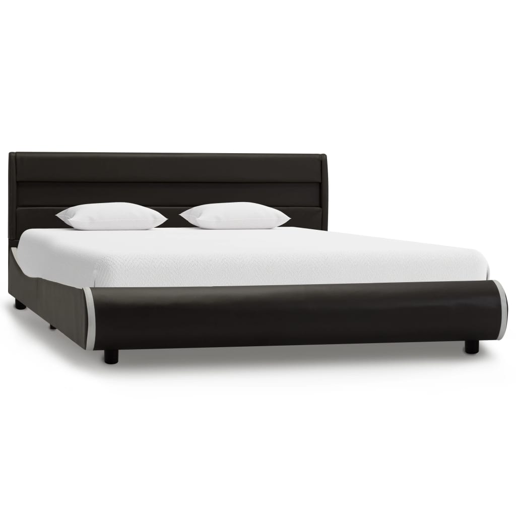 vidaXL Cadru de pat cu LED, antracit, 120 x 200 cm, piele ecologică