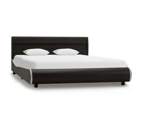 vidaXL Cadru de pat cu LED, antracit, 120 x 200 cm, piele ecologică