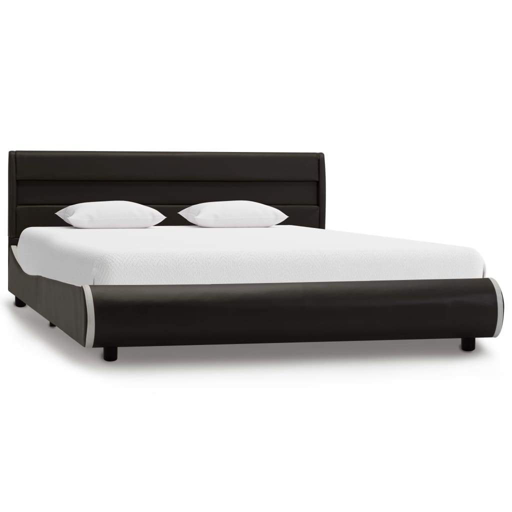 vidaXL Cadru pat cu LED, antracit, 140 x 200 cm, piele ecologică