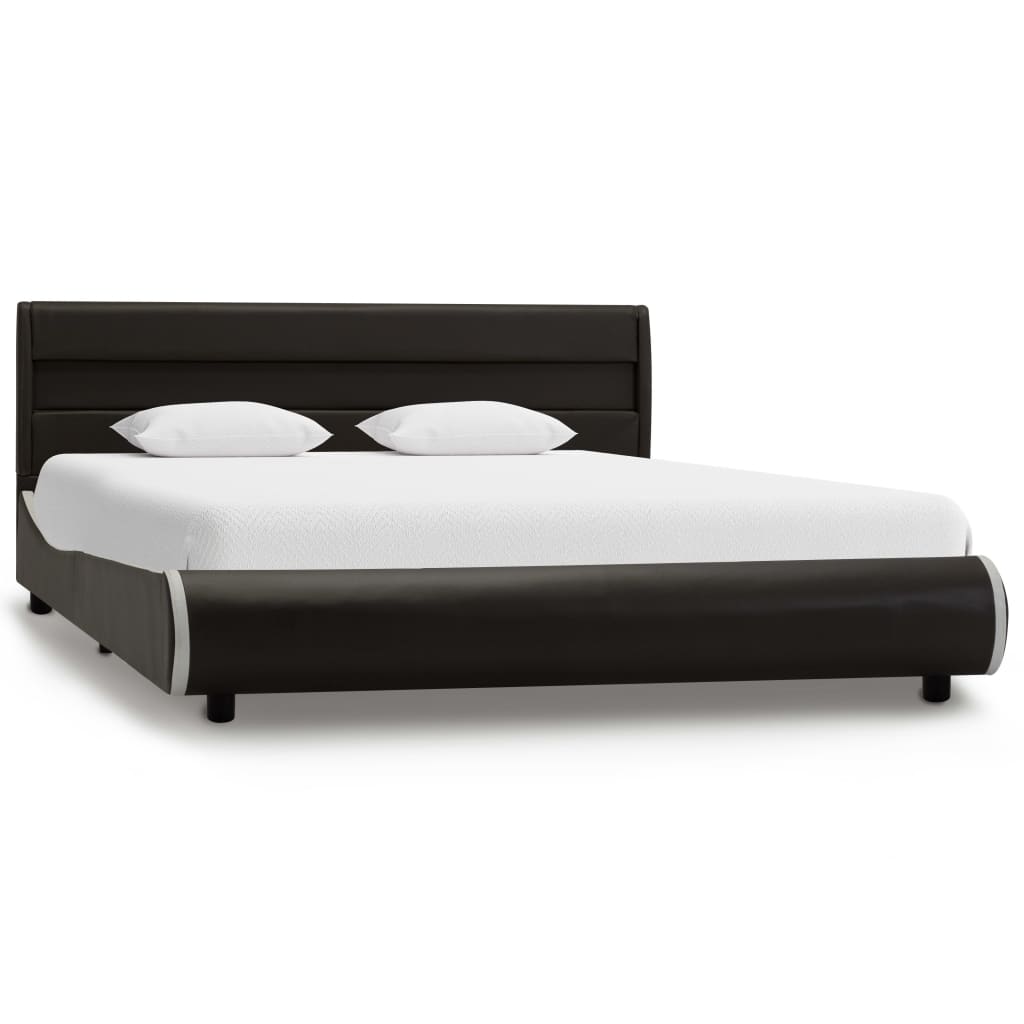 

vidaXL Bedframe met LED kunstleer antraciet 140x200 cm