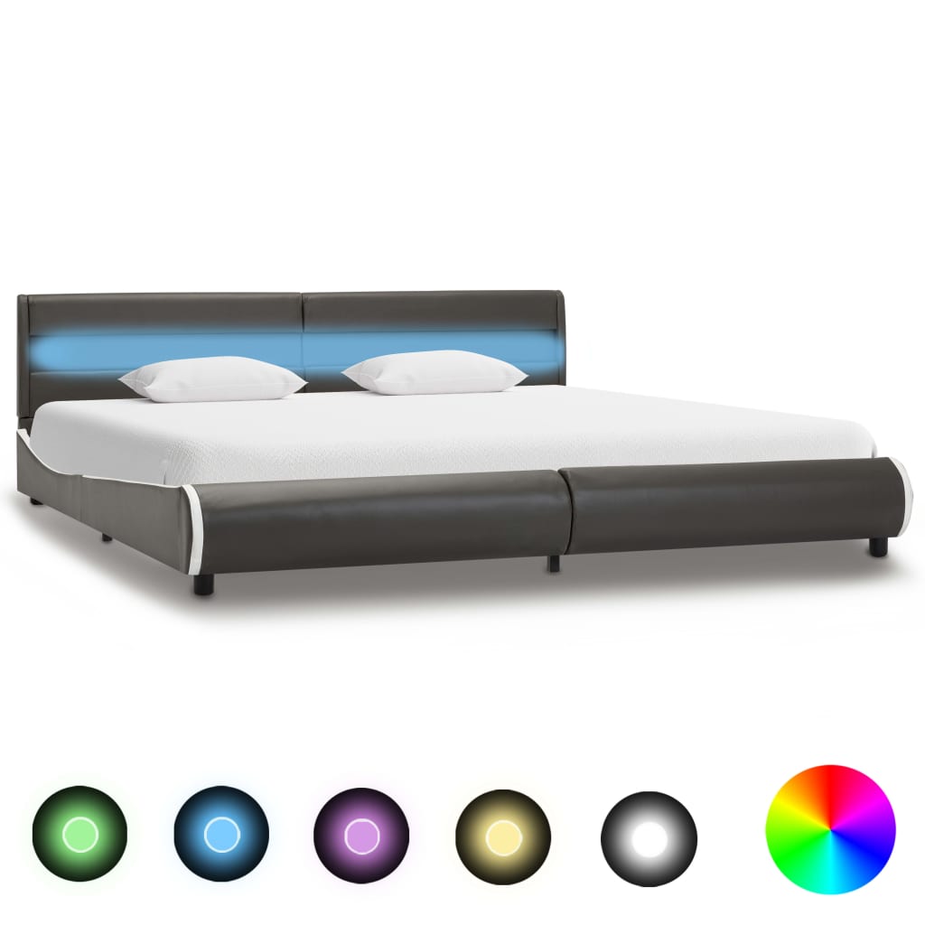 Rám postele s LED světlem antracitový umělá kůže 180 x 200 cm