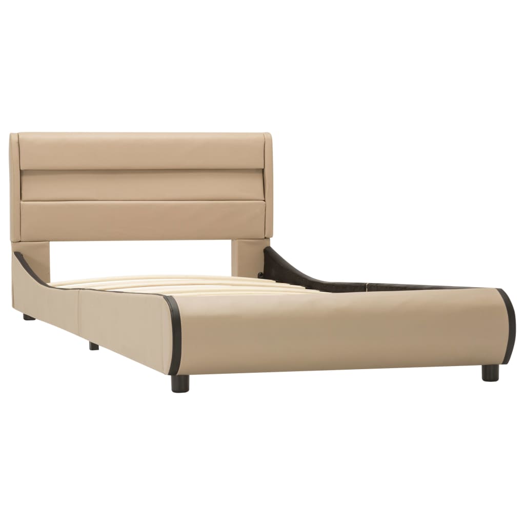 

vidaXL Bedframe met LED kunstleer cappuccino 90x200 cm