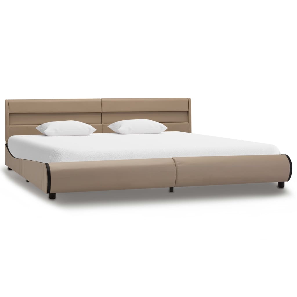 vidaXL gultas rāmis ar LED, kapučīno krāsas mākslīgā āda, 180x200 cm