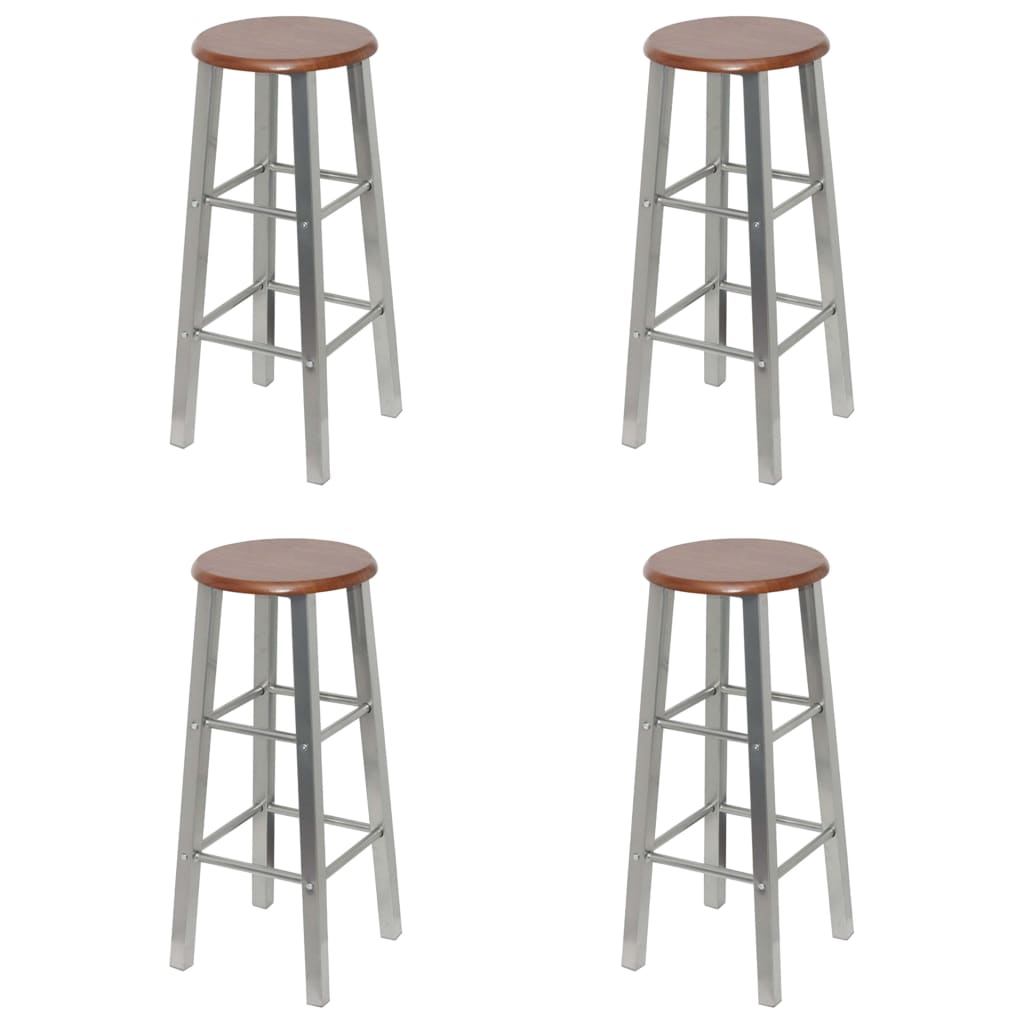 vidaXL Tabourets de bar 4 pcs Argenté et marron MDF