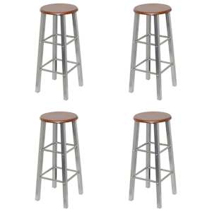 Barski stolčki 4 kosi MDF srebrna in rjava