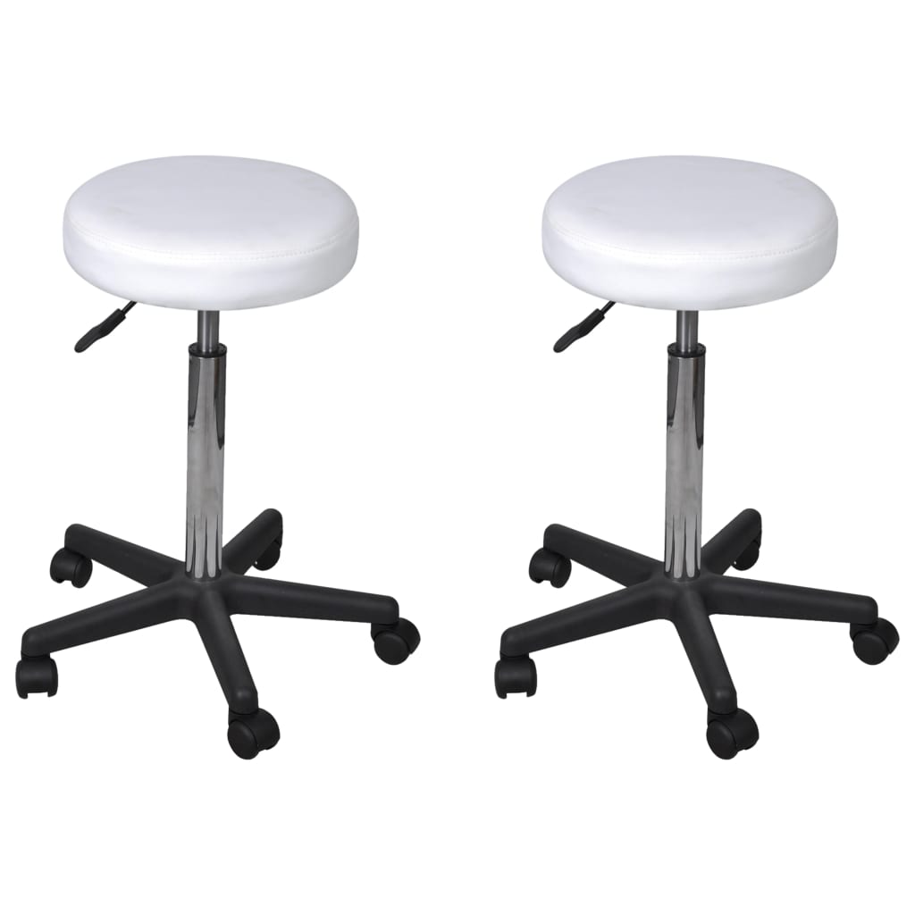 vidaXL Taburete de birou, 2 buc., alb, 35,5×84 cm, piele ecologică 355x84