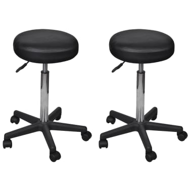 vidaXL Bancos de escritório 2 pcs 35,5x98 cm couro artificial preto[1/5]