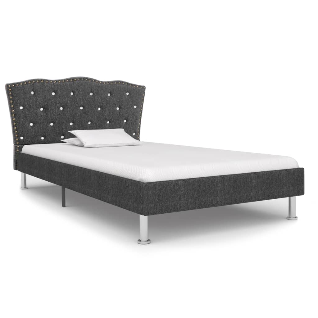 vidaXL seng med madras 90 x 200 cm stof mørkegrå