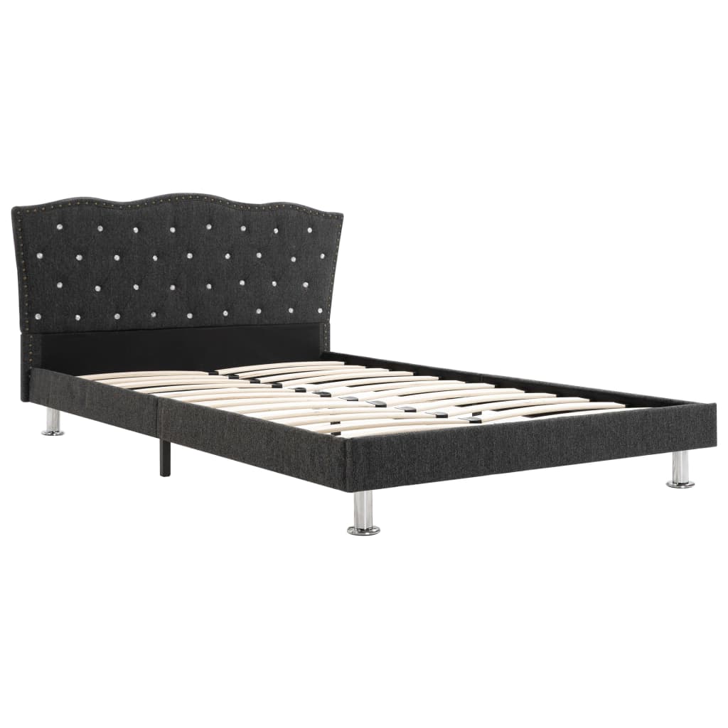 vidaXL Säng med madrass mörkgrå tyg 140x200 cm