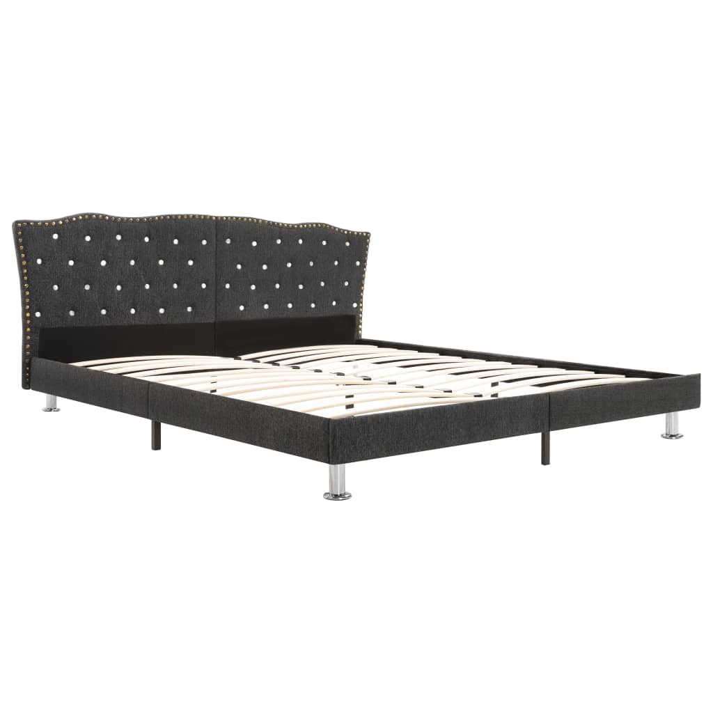 vidaXL Bett mit Matratze Dunkelgrau Stoff 180 x 200 cm