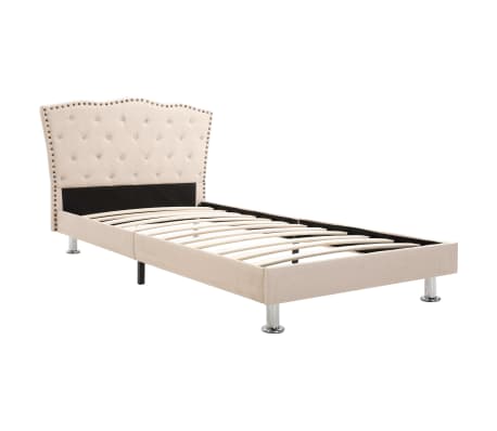 vidaXL Cama con colchón tela beige 90x200 cm