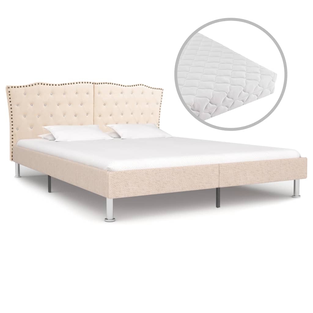 Bett mit Matratze Beige Stoff 180 x 200 cm kaufen