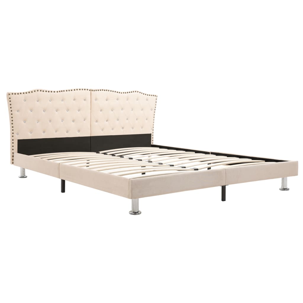 vidaXL Bett mit Matratze Beige Stoff 180 x 200 cm