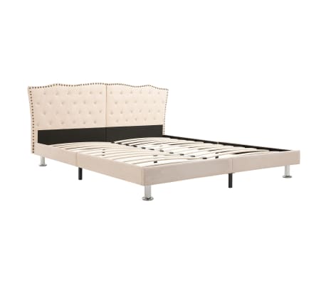 vidaXL gulta ar matraci, bēšs audums, 180x200 cm