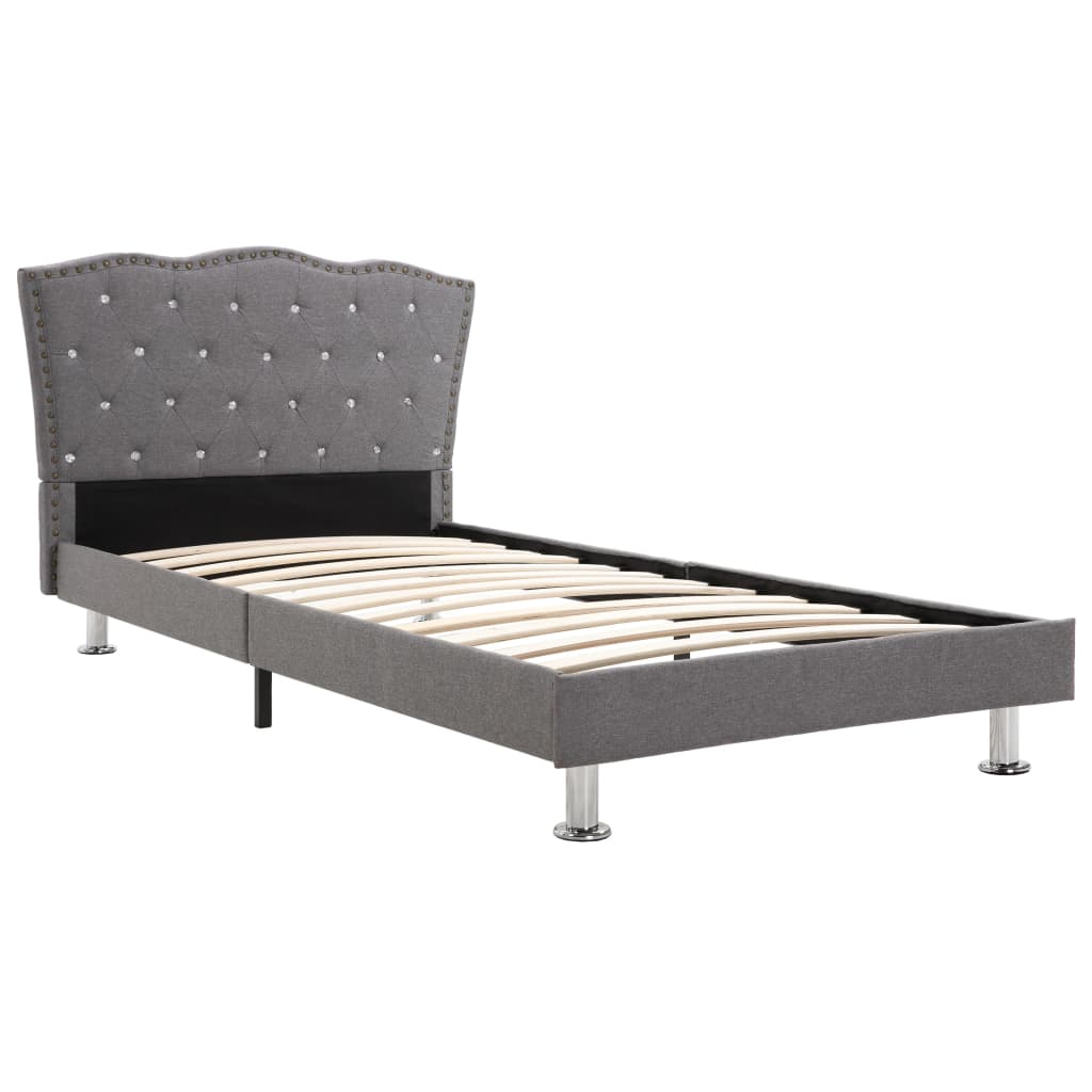 vidaXL Säng med madrass ljusgrå tyg 90x200 cm