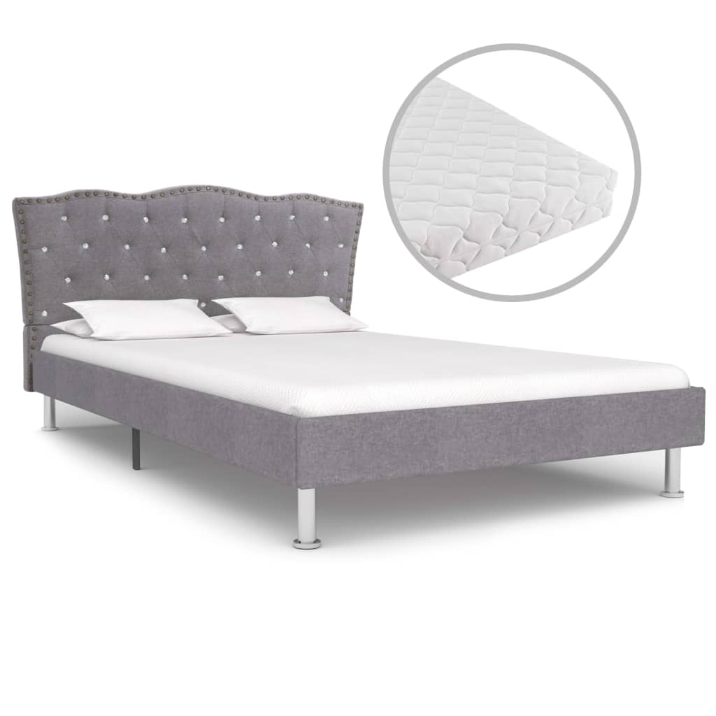 vidaXL Bed met matras stof lichtgrijs 140×200 cm