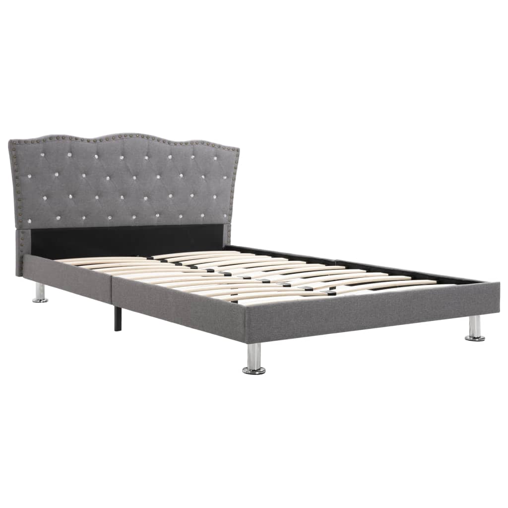 vidaXL gulta ar matraci, gaiši pelēks audums, 140x200 cm