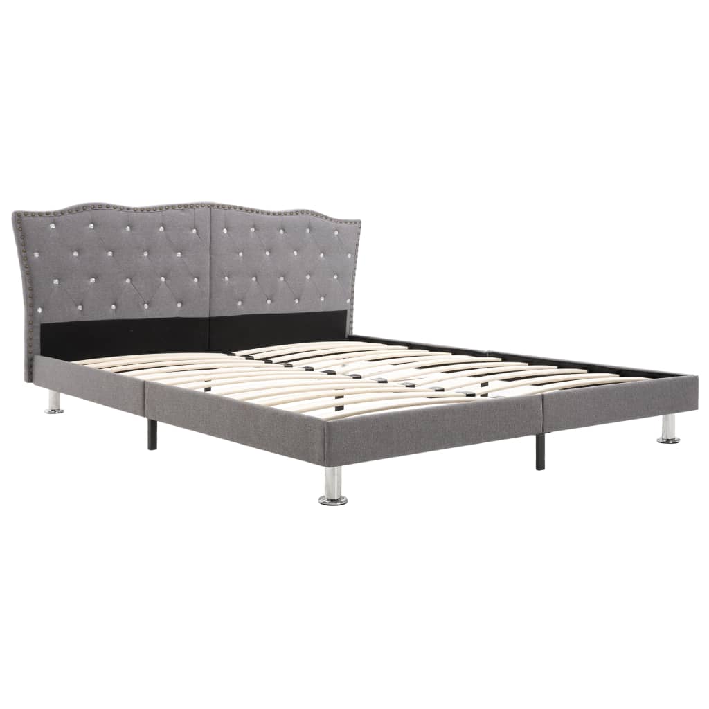 vidaXL seng med madras 160 x 200 cm stof lysegrå