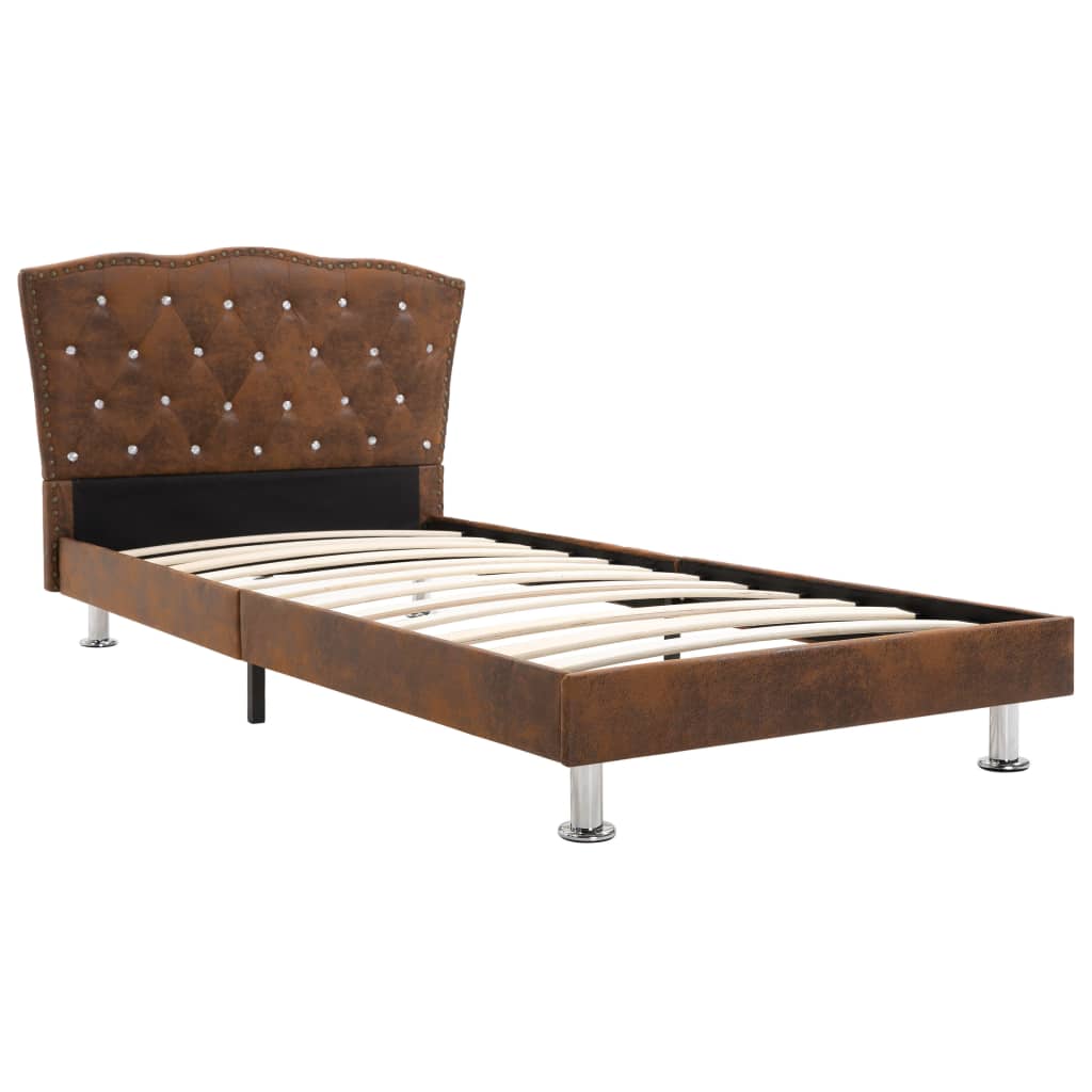vidaXL Bed met matras stof bruin 90x200 cm
