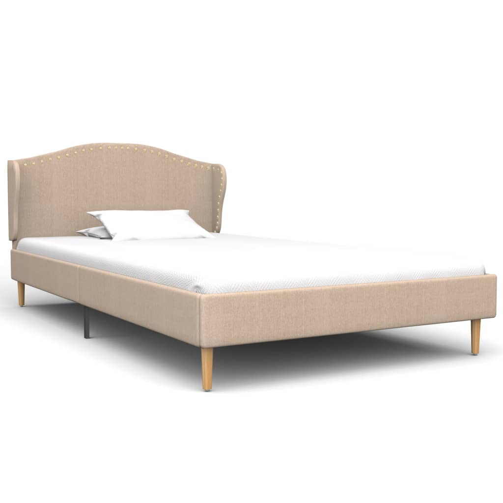 

vidaXL Bed met matras stof beige 90x200 cm