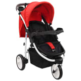 vidaXL Carrinho de bebé com três rodas vermelho e preto