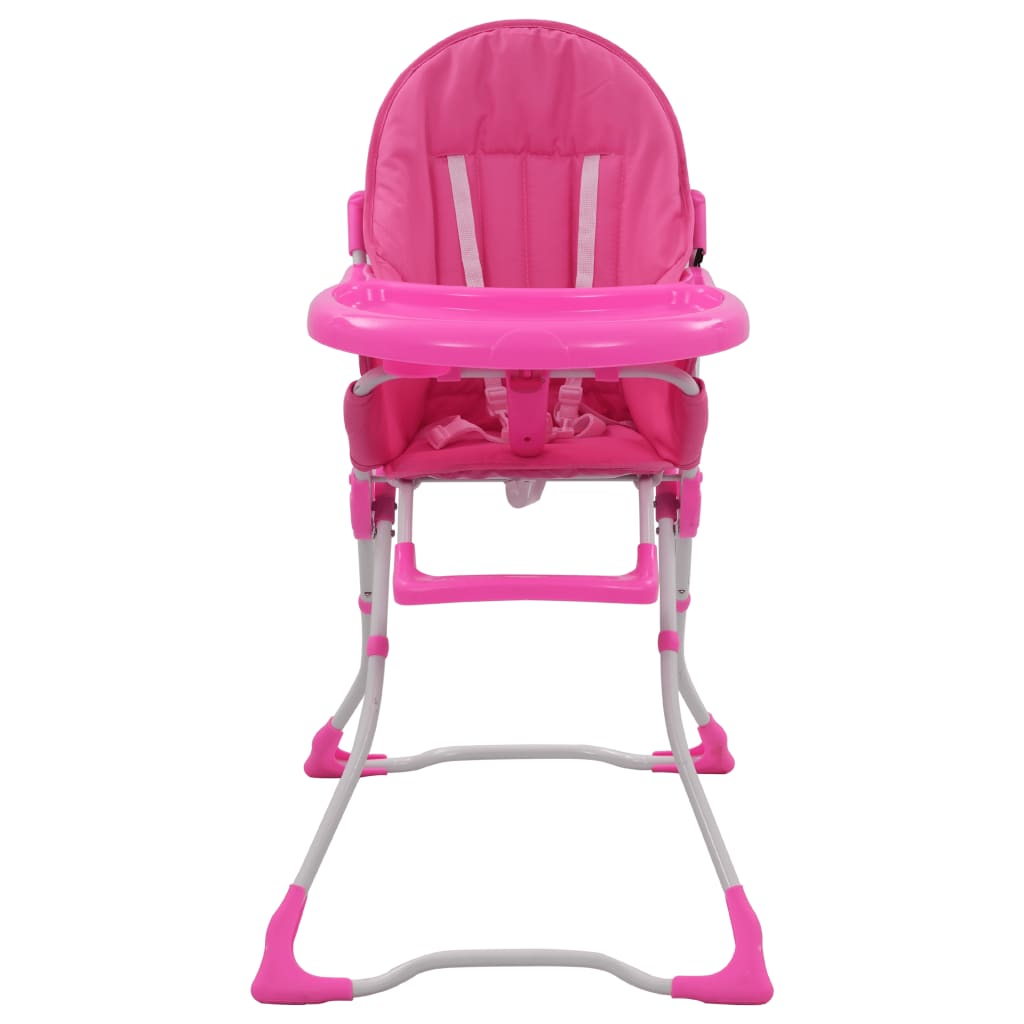 Scaun de masă înalt pentru copii, roz și alb