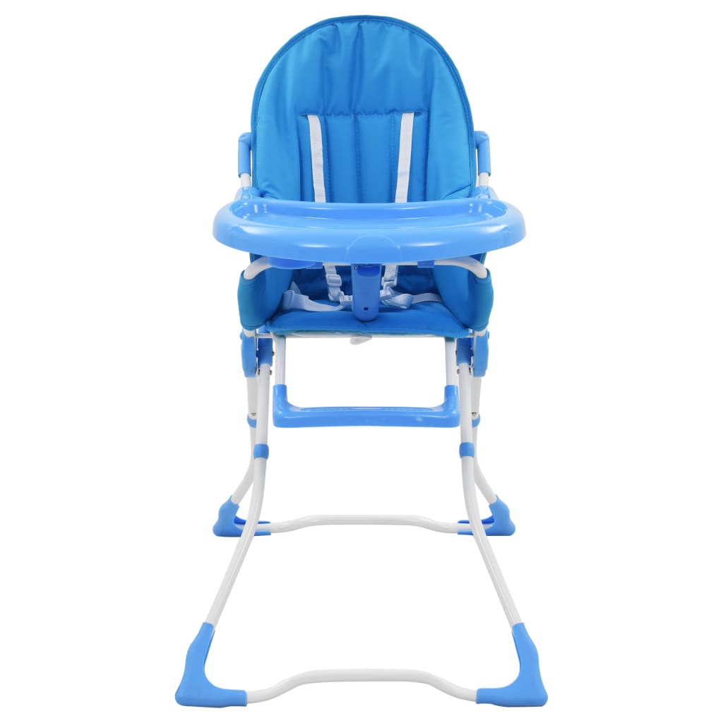vidaXL Chaise haute pour bébé Bleu et blanc