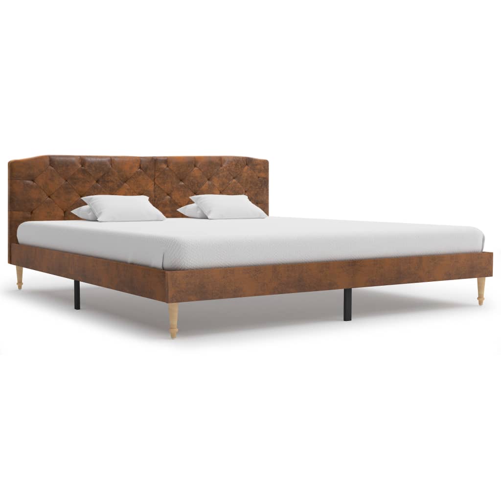 

vidaXL Bed met matras kunstsuède bruin 180x200 cm