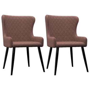 vidaXL Esszimmerstühle 2 Stk. Braun Stoff | vidaXL Esszimmerstühle 2 Stk. Braun Stoff |