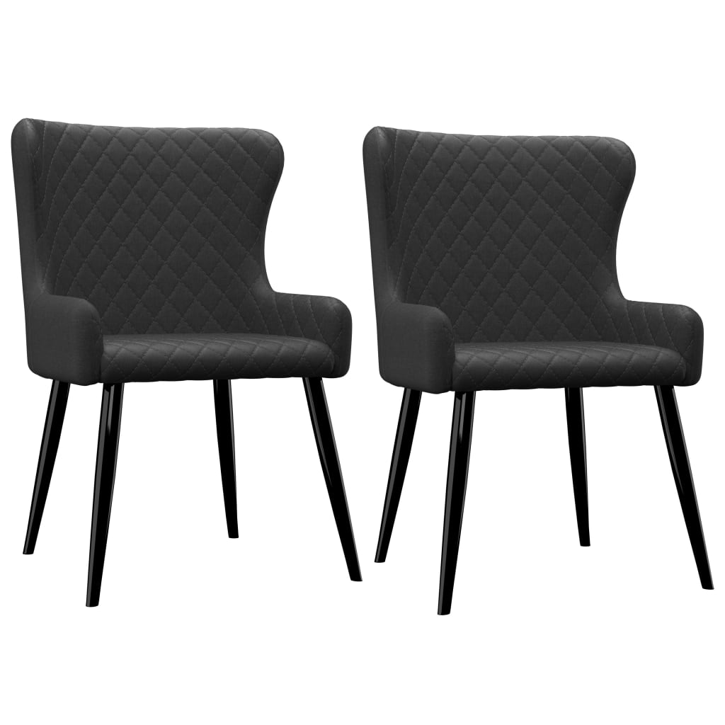 vidaXL Chaises de salle à manger 2 pcs Noir Tissu