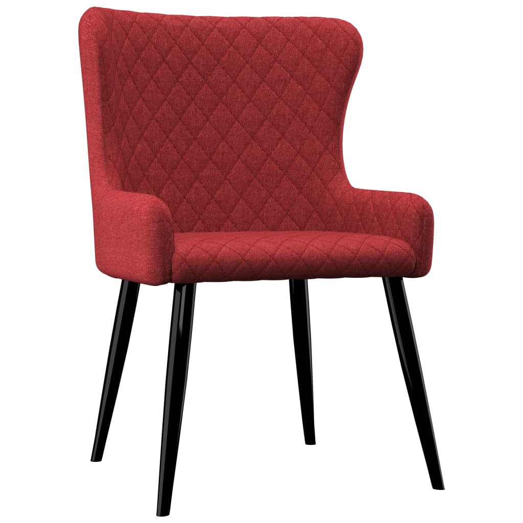 vidaXL Valgomojo kėdės, 2 vnt., tamsiai raudonos spalvos, audinys