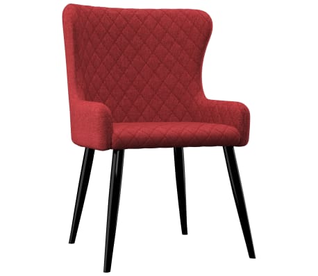 vidaXL Valgomojo kėdės, 2 vnt., tamsiai raudonos spalvos, audinys