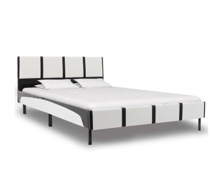 vidaXL seng med madras sort og hvid kunstlæder 90 x 200 cm